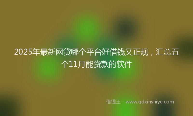2025年最新网贷哪个平台好借钱又正规，汇总五个11月能贷款的软件