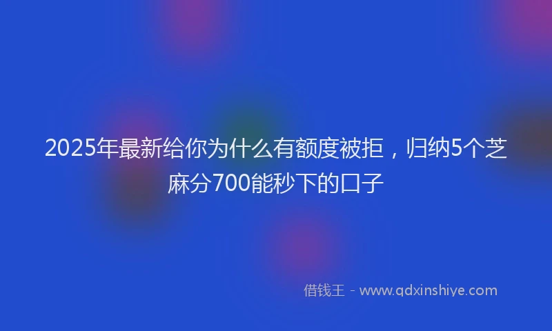 2025年最新给你为什么有额度被拒，归纳5个芝麻分700能秒下的口子
