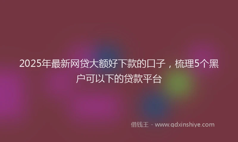 2025年最新网贷大额好下款的口子，梳理5个黑户可以下的贷款平台