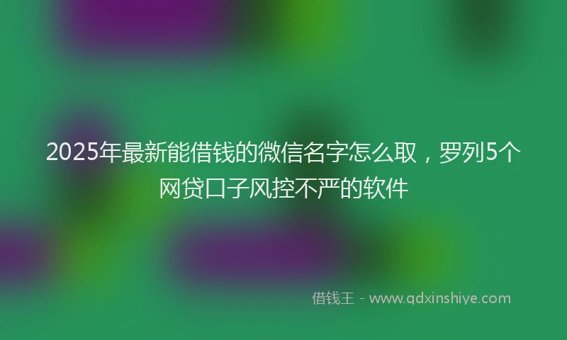 2025年最新能借钱的微信名字怎么取，罗列5个网贷口子风控不严的软件