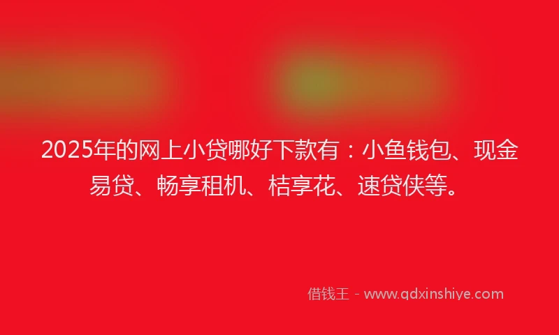 2025年的网上小贷哪好下款有：小鱼钱包、现金易贷、畅享租机、桔享花、速贷侠等。