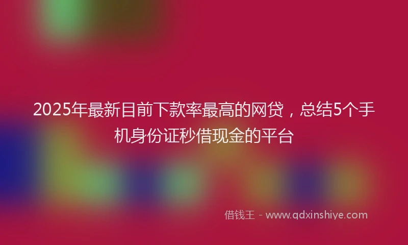 2025年最新目前下款率最高的网贷，总结5个手机身份证秒借现金的平台