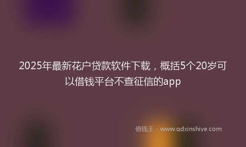 2025年最新花户贷款软件下载，概括5个20岁可以借钱平台不查征信的app