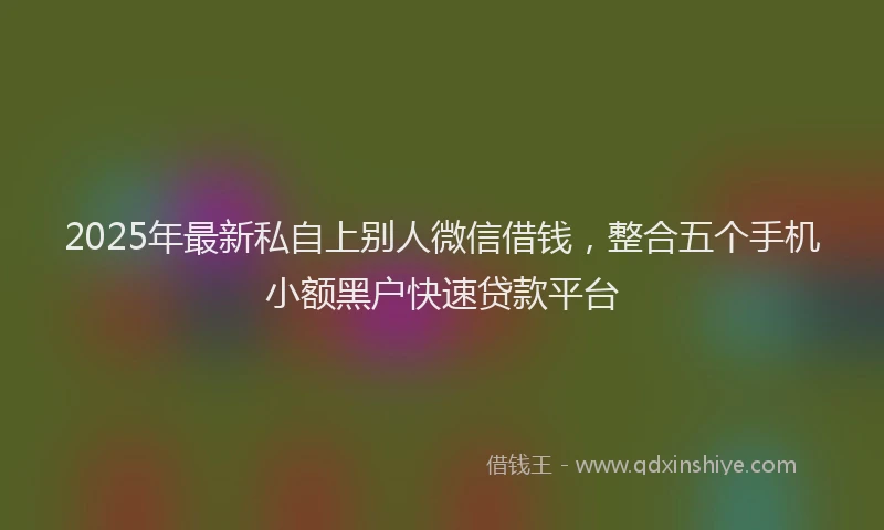 2025年最新私自上别人微信借钱，整合五个手机小额黑户快速贷款平台