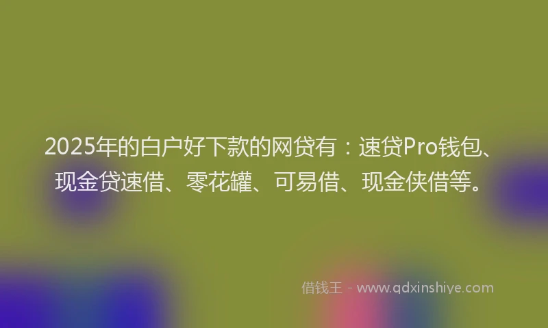 2025年的白户好下款的网贷有：速贷Pro钱包、现金贷速借、零花罐、可易借、现金侠借等。