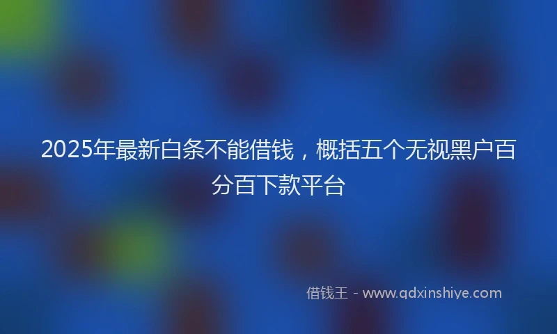 2025年最新白条不能借钱，概括五个无视黑户百分百下款平台
