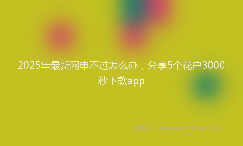 2025年最新网申不过怎么办，分享5个花户3000秒下款app