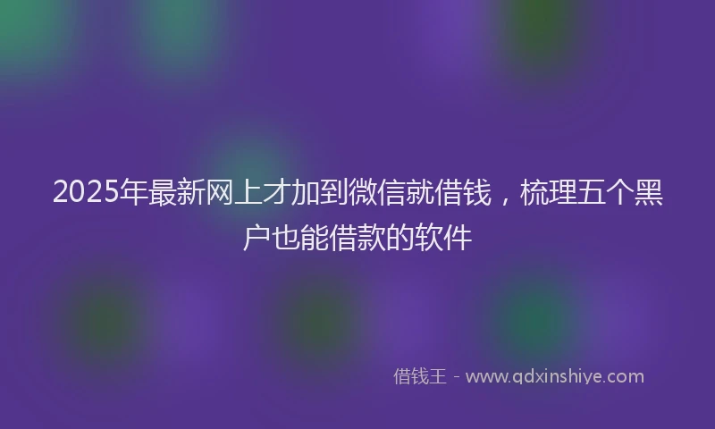 2025年最新网上才加到微信就借钱，梳理五个黑户也能借款的软件