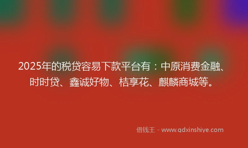 2025年的税贷容易下款平台有：中原消费金融、时时贷、鑫诚好物、桔享花、麒麟商城等。