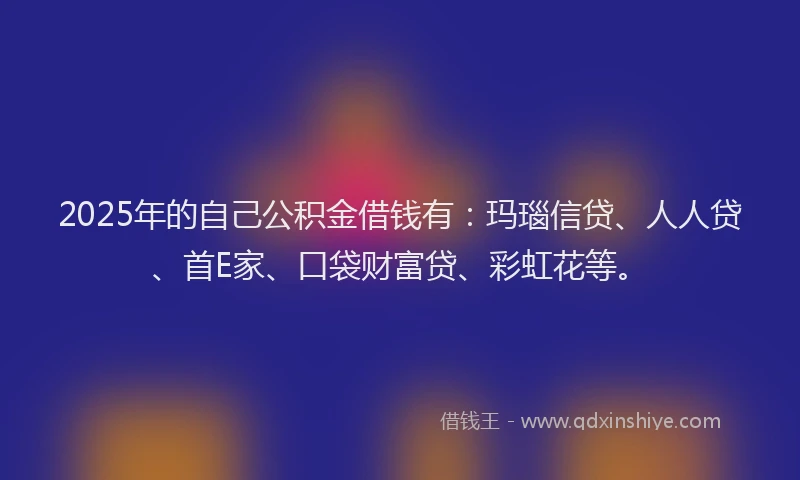 2025年的自己公积金借钱有：玛瑙信贷、人人贷、首E家、口袋财富贷、彩虹花等。