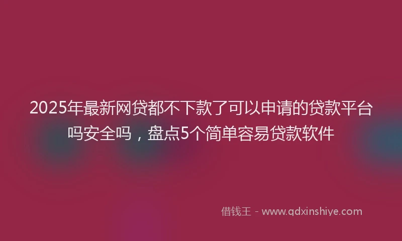 2025年最新网贷都不下款了可以申请的贷款平台吗安全吗，盘点5个简单容易贷款软件