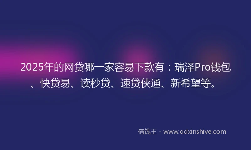 2025年的网贷哪一家容易下款有：瑞泽Pro钱包、快贷易、读秒贷、速贷侠通、新希望等。
