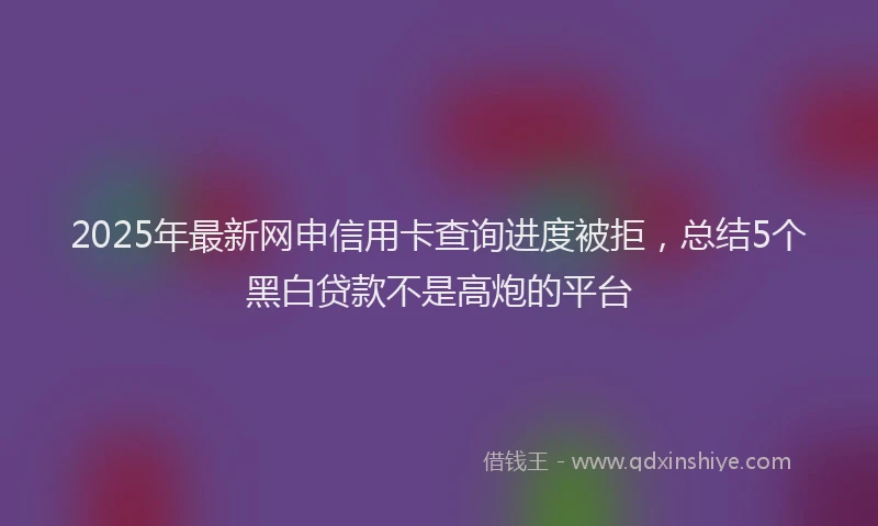 2025年最新网申信用卡查询进度被拒，总结5个黑白贷款不是高炮的平台