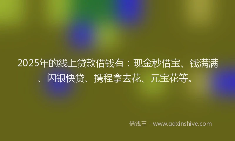 2025年的线上贷款借钱有：现金秒借宝、钱满满、闪银快贷、携程拿去花、元宝花等。