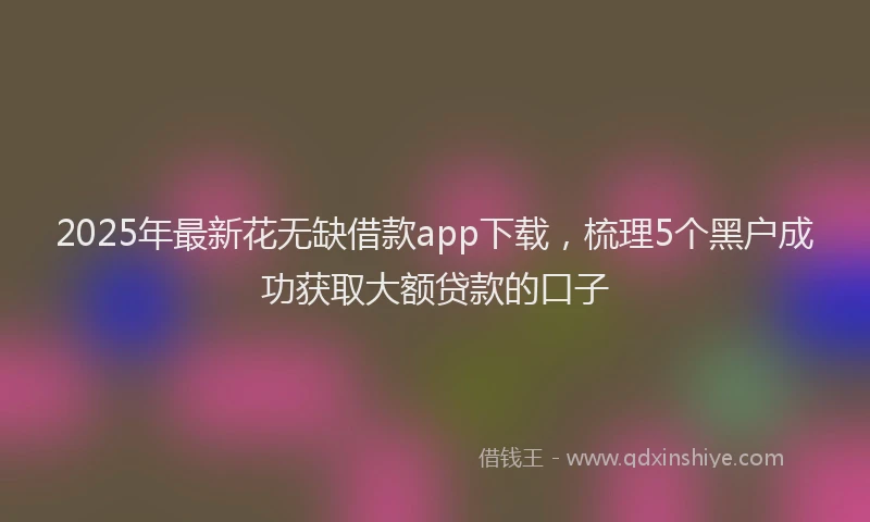 2025年最新花无缺借款app下载，梳理5个黑户成功获取大额贷款的口子