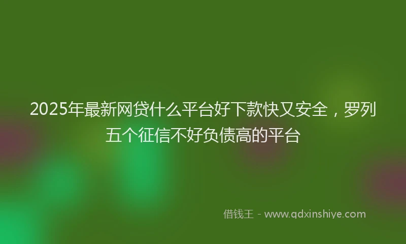 2025年最新网贷什么平台好下款快又安全，罗列五个征信不好负债高的平台