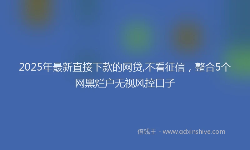 2025年最新直接下款的网贷,不看征信，整合5个网黑烂户无视风控口子