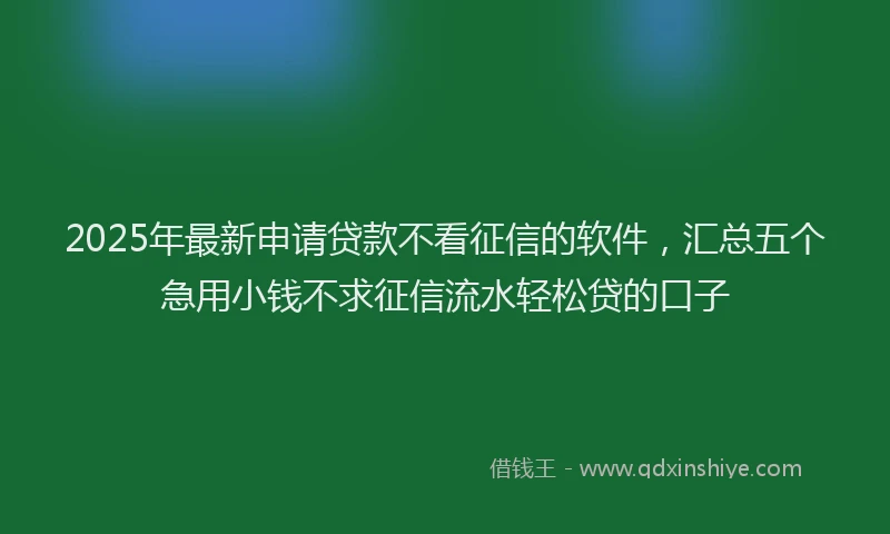 2025年最新申请贷款不看征信的软件，汇总五个急用小钱不求征信流水轻松贷的口子