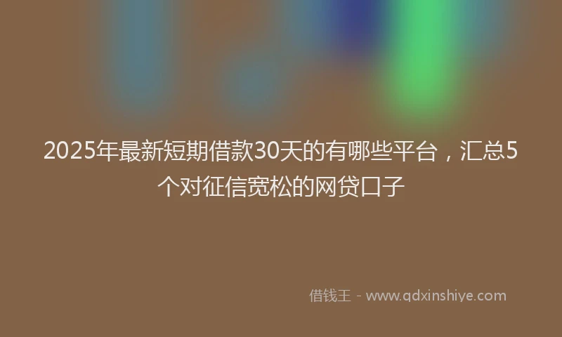 2025年最新短期借款30天的有哪些平台，汇总5个对征信宽松的网贷口子