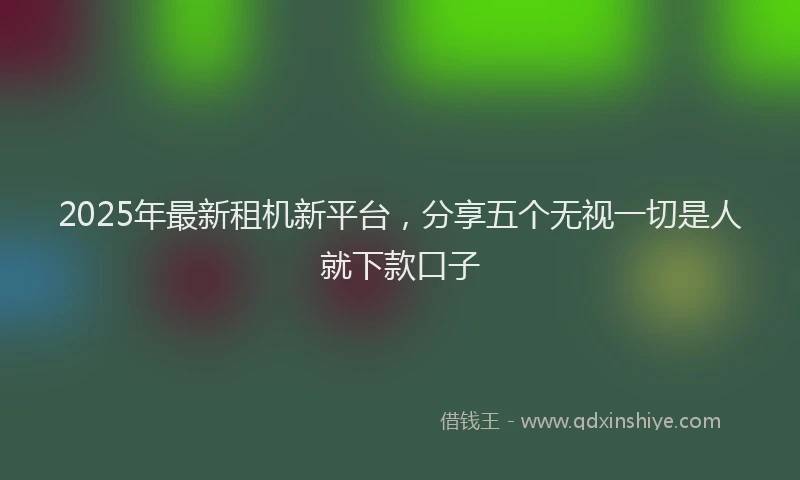 2025年最新租机新平台，分享五个无视一切是人就下款口子