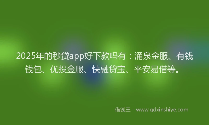 2025年的秒贷app好下款吗有：涌泉金服、有钱钱包、优投金服、快融贷宝、平安易借等。