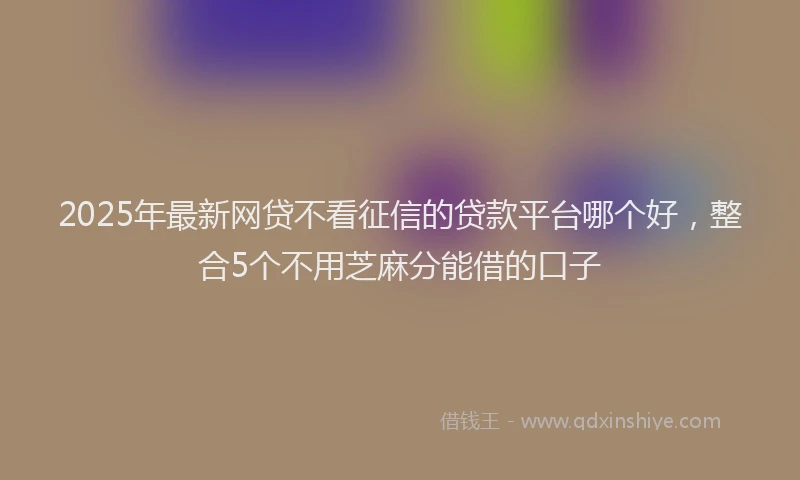 2025年最新网贷不看征信的贷款平台哪个好，整合5个不用芝麻分能借的口子