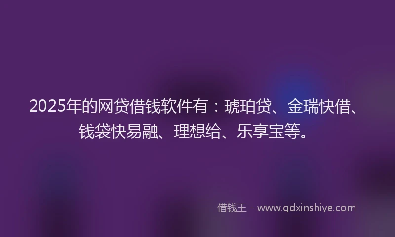 2025年的网贷借钱软件有：琥珀贷、金瑞快借、钱袋快易融、理想给、乐享宝等。