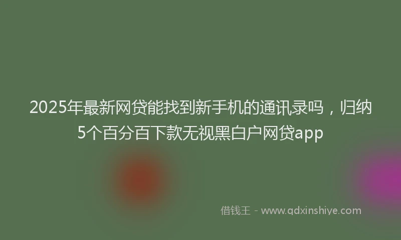 2025年最新网贷能找到新手机的通讯录吗，归纳5个百分百下款无视黑白户网贷app