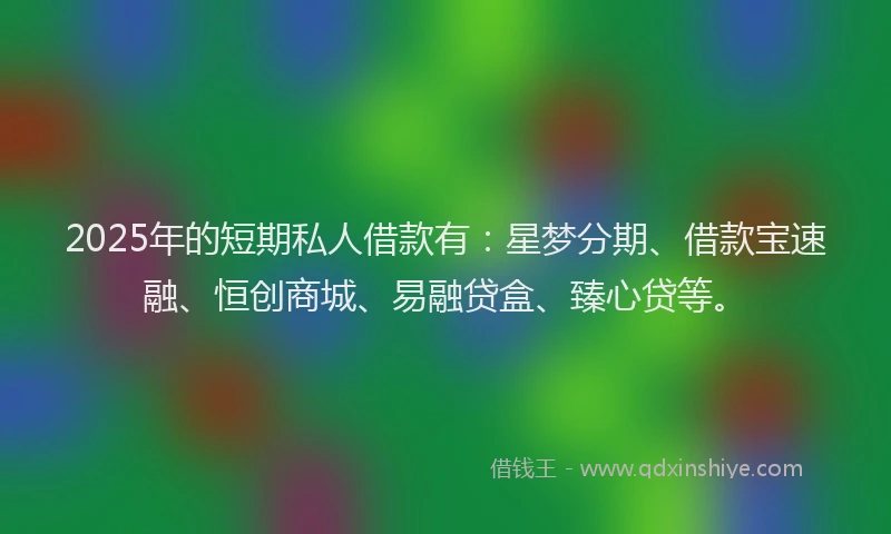 2025年的短期私人借款有：星梦分期、借款宝速融、恒创商城、易融贷盒、臻心贷等。