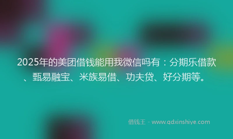 2025年的美团借钱能用我微信吗有：分期乐借款、甄易融宝、米族易借、功夫贷、好分期等。