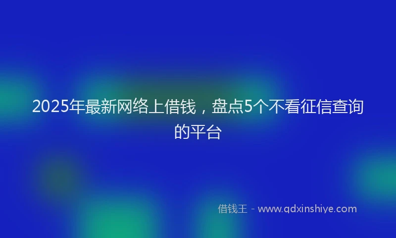2025年最新网络上借钱，盘点5个不看征信查询的平台