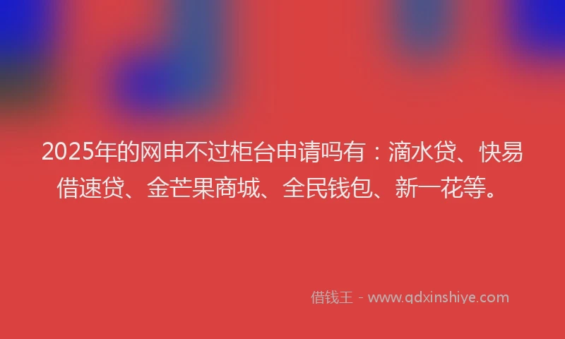 2025年的网申不过柜台申请吗有：滴水贷、快易借速贷、金芒果商城、全民钱包、新一花等。