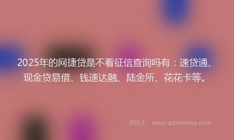 2025年的网捷贷是不看征信查询吗有：速贷通、现金贷易借、钱速达融、陆金所、花花卡等。
