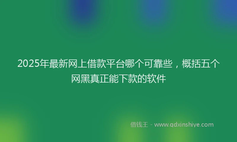 2025年最新网上借款平台哪个可靠些，概括五个网黑真正能下款的软件