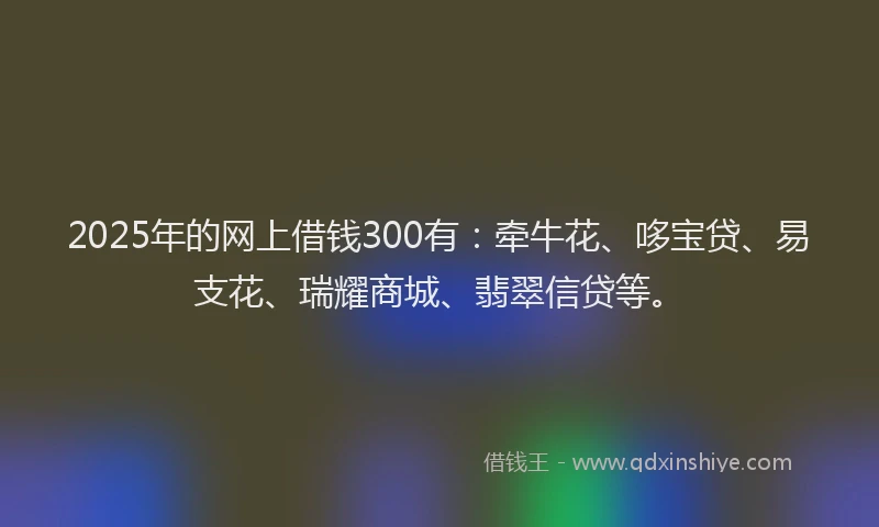 2025年的网上借钱300有：牵牛花、哆宝贷、易支花、瑞耀商城、翡翠信贷等。
