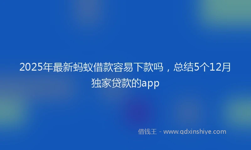 2025年最新蚂蚁借款容易下款吗，总结5个12月独家贷款的app