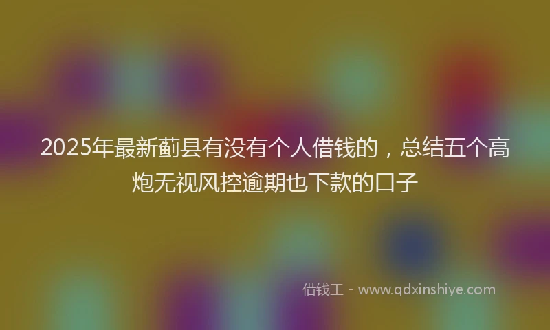 2025年最新蓟县有没有个人借钱的，总结五个高炮无视风控逾期也下款的口子