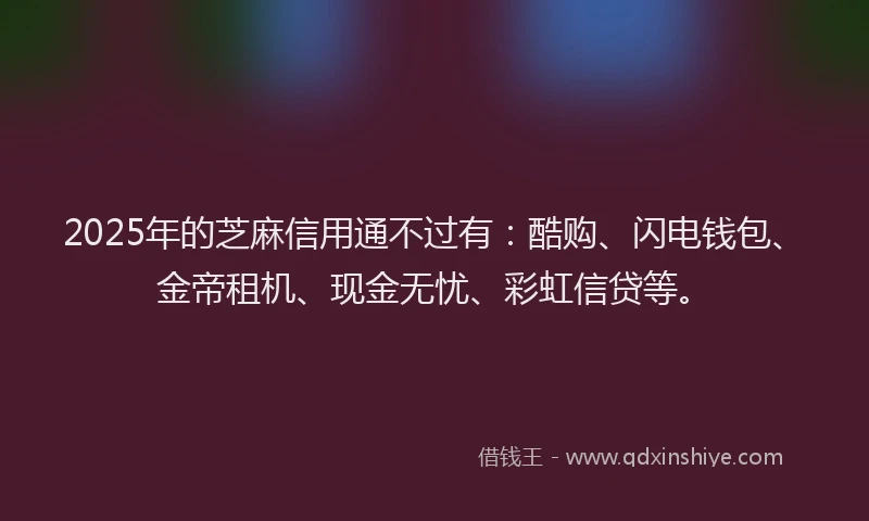 2025年的芝麻信用通不过有：酷购、闪电钱包、金帝租机、现金无忧、彩虹信贷等。