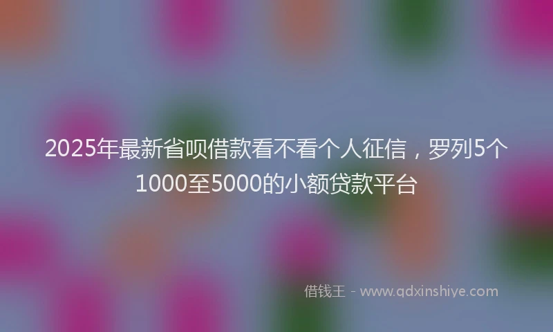 2025年最新省呗借款看不看个人征信，罗列5个1000至5000的小额贷款平台