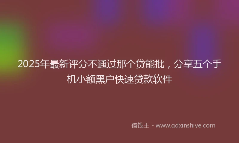 2025年最新评分不通过那个贷能批，分享五个手机小额黑户快速贷款软件