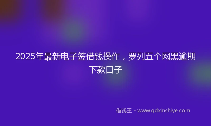 2025年最新电子签借钱操作，罗列五个网黑逾期下款口子