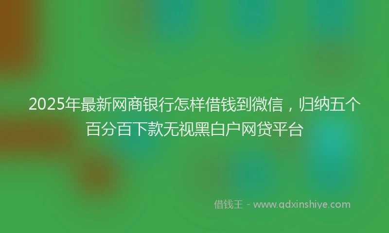 2025年最新网商银行怎样借钱到微信，归纳五个百分百下款无视黑白户网贷平台