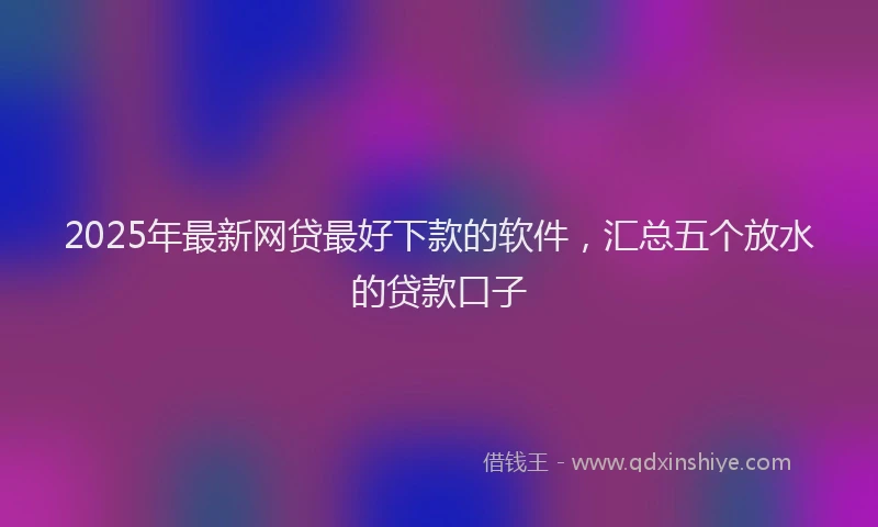 2025年最新网贷最好下款的软件，汇总五个放水的贷款口子