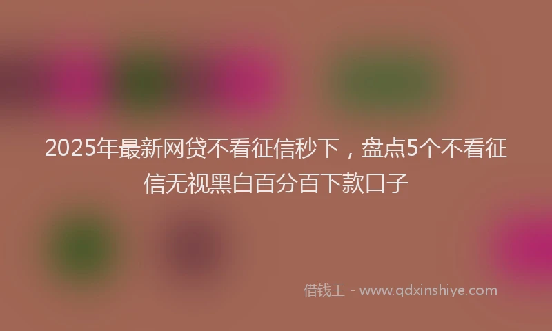 2025年最新网贷不看征信秒下，盘点5个不看征信无视黑白百分百下款口子