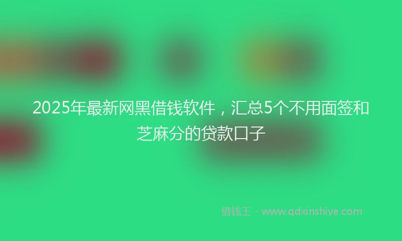 2025年最新网黑借钱软件，汇总5个不用面签和芝麻分的贷款口子