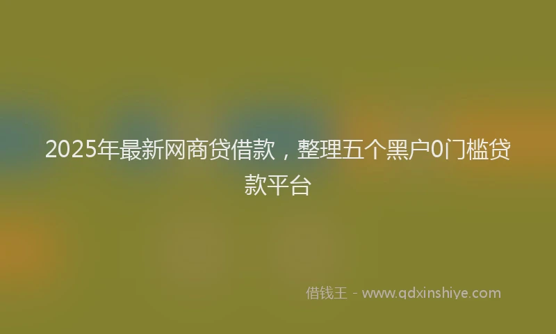 2025年最新网商贷借款，整理五个黑户0门槛贷款平台