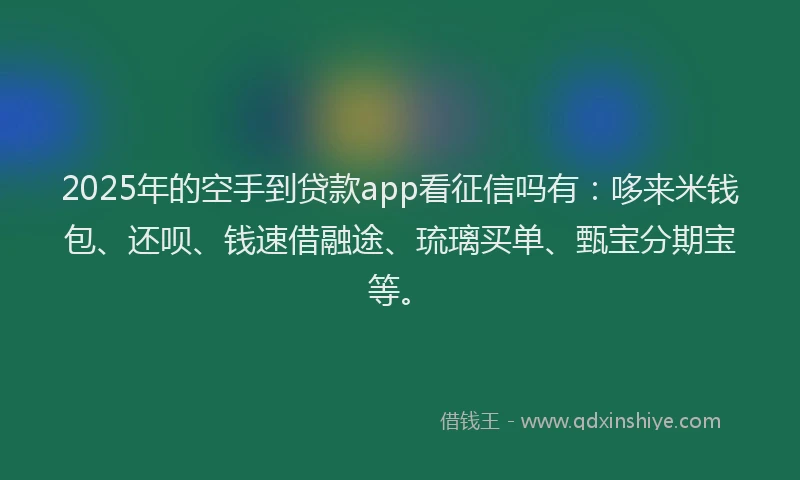 2025年的空手到贷款app看征信吗有：哆来米钱包、还呗、钱速借融途、琉璃买单、甄宝分期宝等。