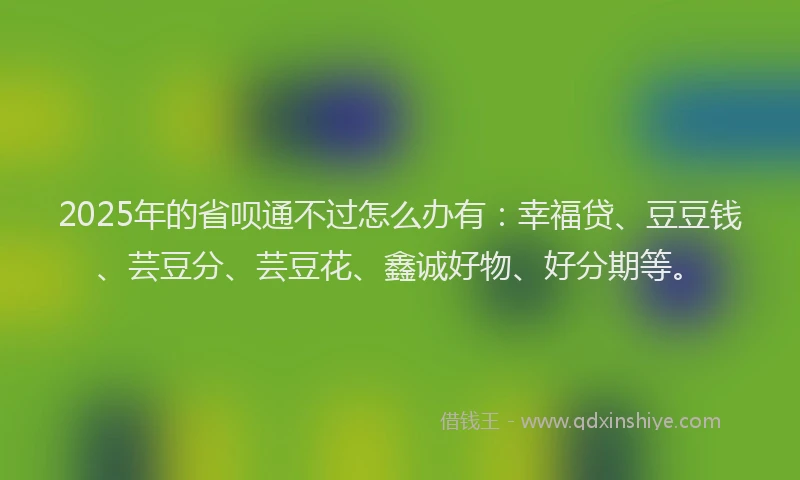 2025年的省呗通不过怎么办有：幸福贷、豆豆钱、芸豆分、芸豆花、鑫诚好物、好分期等。