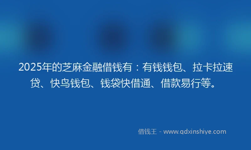 2025年的芝麻金融借钱有：有钱钱包、拉卡拉速贷、快鸟钱包、钱袋快借通、借款易行等。
