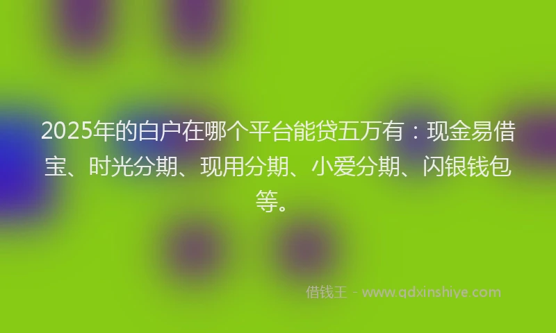 2025年的白户在哪个平台能贷五万有：现金易借宝、时光分期、现用分期、小爱分期、闪银钱包等。